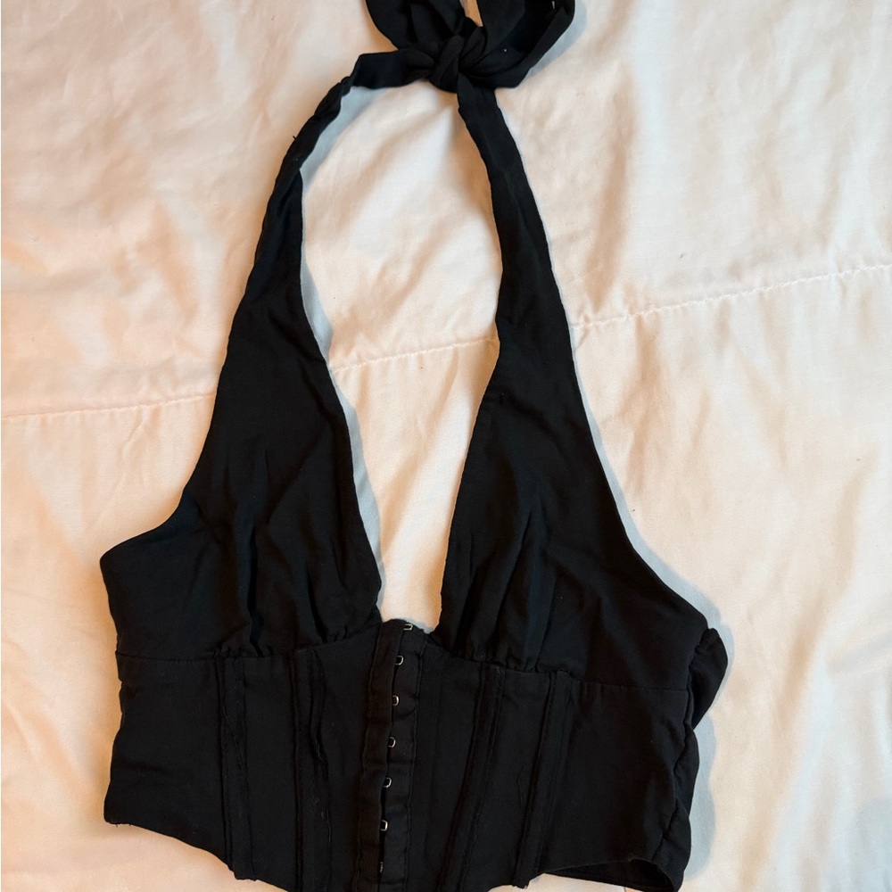 Princess Polly Black Zip-Up Top